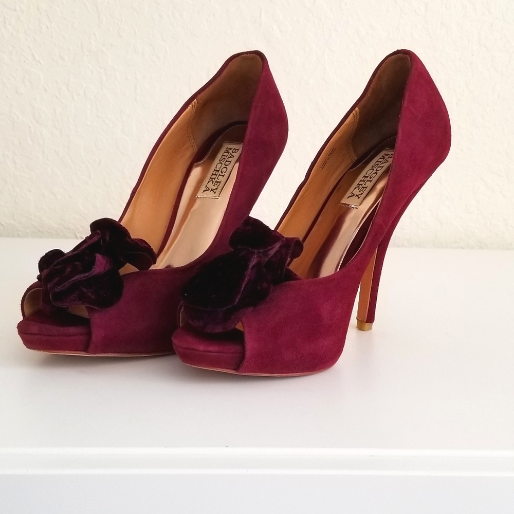 Badgley Mischka plum (wine suede) maribelle pumps